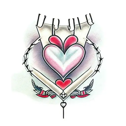 heart and barbed wire  tattoo design idea