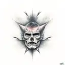 half good half evil not faces tattoo design idea