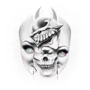 half good half evil not faces tattoo design idea