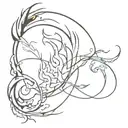 An abstract design representing the struggle with anger issues, incorporating elements of fire and water tattoo design idea