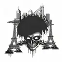 Sydney city skylin with underworld  theme aswell as prison & ski mask + money bags tattoo design idea