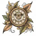 clock with eye inside tattoo design idea