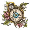clock with eye inside tattoo design idea