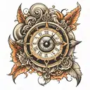 clock with eye inside tattoo design idea