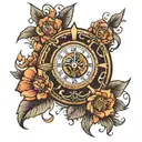 clock with eye inside tattoo design idea