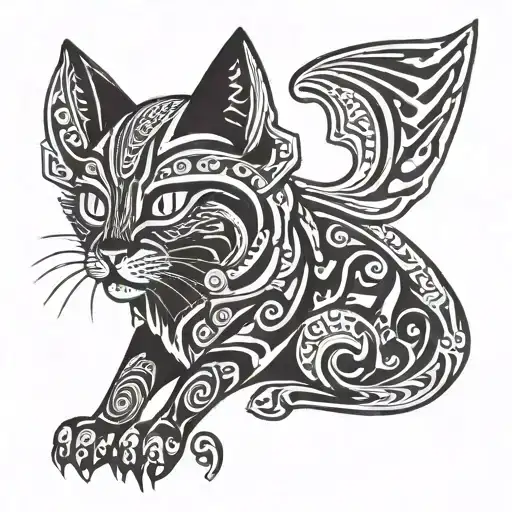 cat god and wings  tattoo design idea