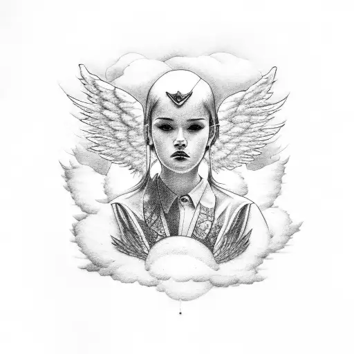 clouds and angels  tattoo design idea