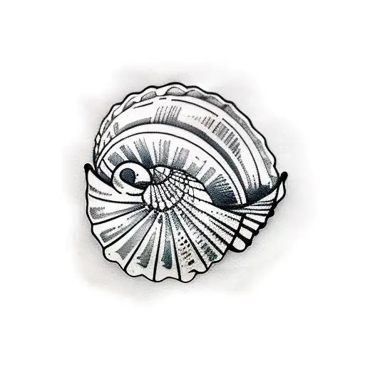 sea shell,best quality,monochrome tattoo design idea
