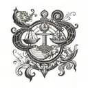 Zodiac libra and pisces sign tattoo design idea