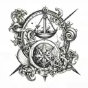 Zodiac libra and pisces sign tattoo design idea