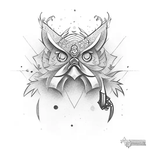 hen with katana cuting onion tattoo design idea