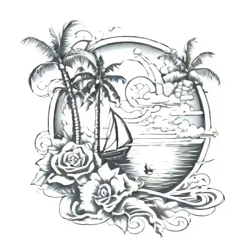 - Ocean - Traveling  - Philippines 4:13 - Rose - Clouds - Grandfather , December 29,1947 - Lola - Parker - Palm trees  - tattoo design idea