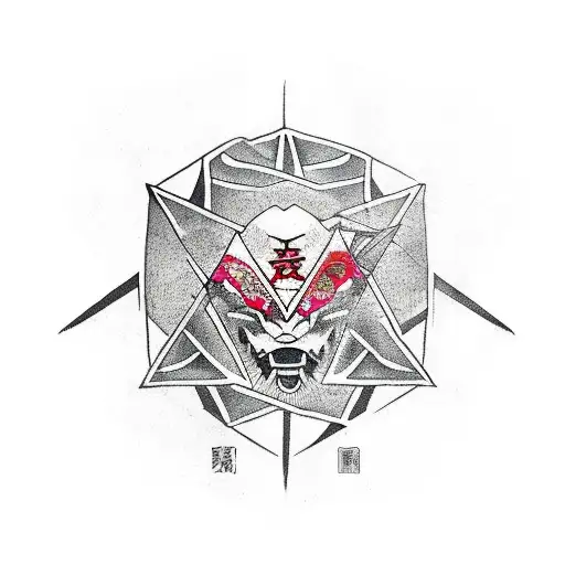Triangle with samurai head  tattoo design idea