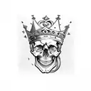 Skull with a crown of vibrant American traditional flowers tattoo design idea