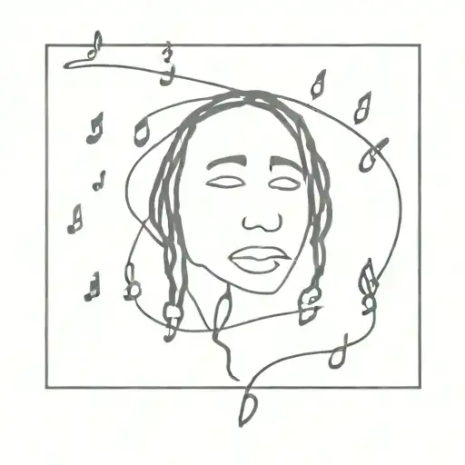 Lil Wayne punchline with music notes floating tattoo design idea