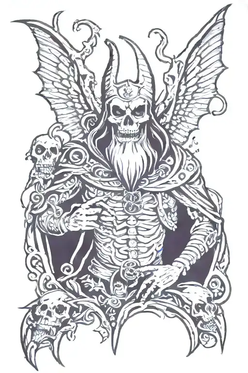 lich wizard with succubus tattoo design idea