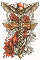caduceus  representing emergency medicine and life and death  tattoo design idea