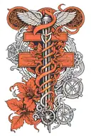 caduceus  representing emergency medicine and life and death  tattoo design idea