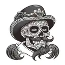 Mexican skull mustache or beard tattoo design idea