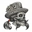 Mexican skull mustache or beard tattoo design idea