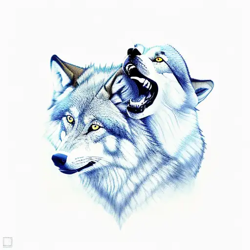 Father and sons embracing as wolves tattoo design idea