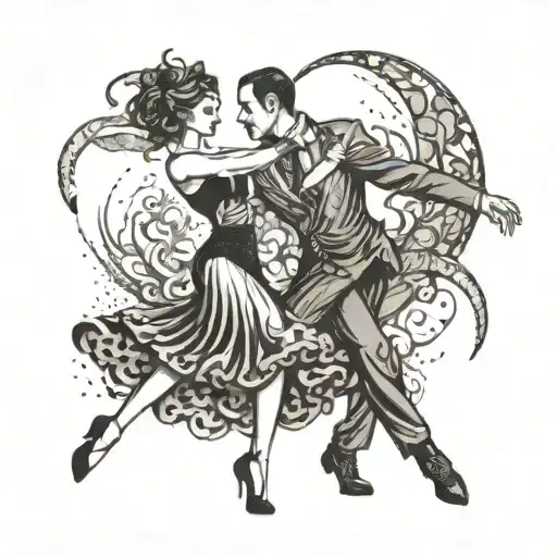 I want a dotwork tattoo that represents my passion for urban and ballroom dancing. The design should combine hip hop dan tattoo design idea
