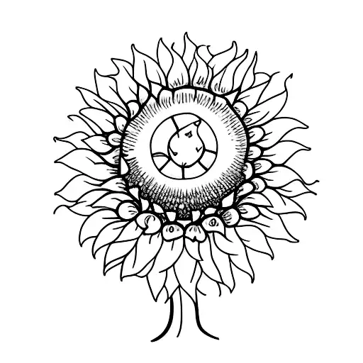 mushroom sunflower birdhouse tattoo design idea