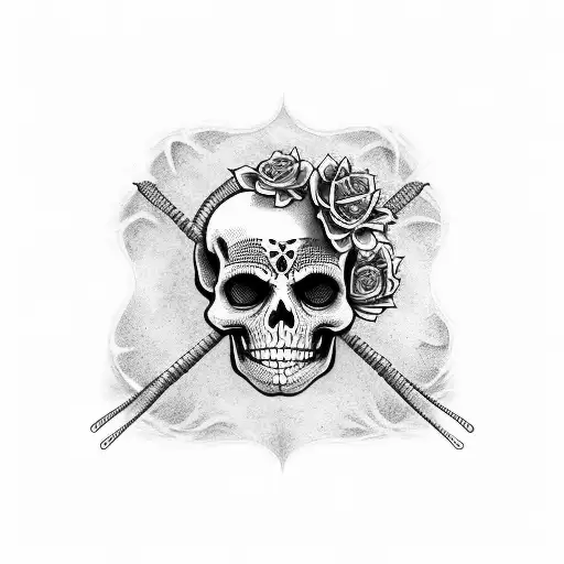 skeleton mariachi  tattoo design idea