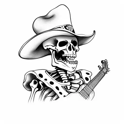 skeleton dressed as mariachi tattoo design idea