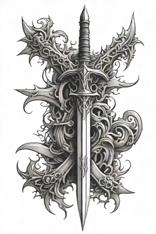 spine sword tattoo design idea