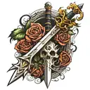 a sword made of spine  tattoo design idea