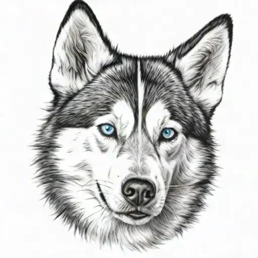 husky face tattoo design idea