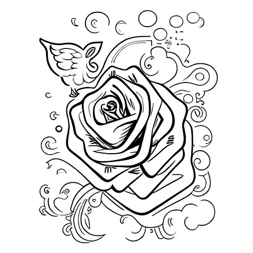 rosa con una pistola colt  tattoo design idea