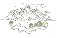 tetons with sunflowers across bottom part tattoo design idea
