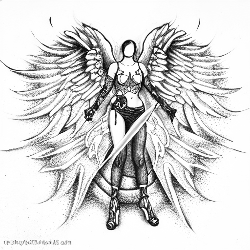 angel with gun tattoo design idea