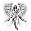 angel with gun tattoo design idea