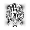 angel with gun tattoo design idea