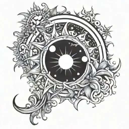 Sun moon dotwork tattoo design tattoo design idea