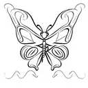 A minimalist silhouette of a butterfly with the letters A, N, and L subtly incorporated into its design tattoo design idea