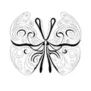 A minimalist silhouette of a butterfly with the letters A, N, and L subtly incorporated into its design tattoo design idea