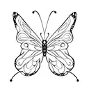 A minimalist silhouette of a butterfly with the letters A, N, and L subtly incorporated into its design tattoo design idea