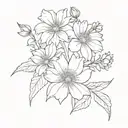 larkspur, chrysanthemum, and aster flower tattoo heart tattoo design idea