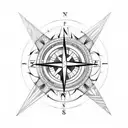 compass in geometric armband  tattoo design idea