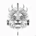 chinese lion lifting weights tattoo design idea