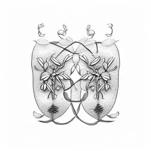 hops and barley stamp tattoo design idea