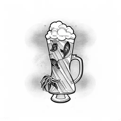 beer hop with barley tattoo design idea