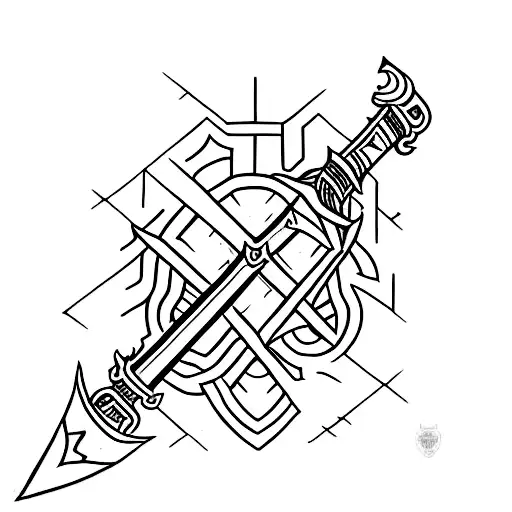 kaizen with a sword and some red ink in it  tattoo design idea