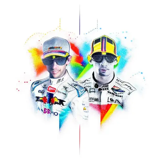 A dynamic tattoo featuring a Formula 1 car and a MotoGP bike racing side by side tattoo design idea