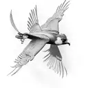 Condor covering its young with its wings tattoo design idea