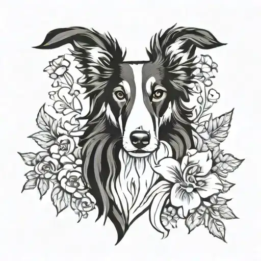 Black and white collie cross tattoo memorial  tattoo design idea